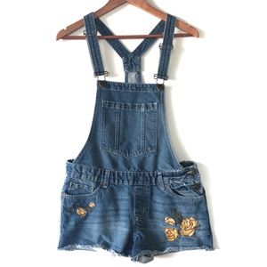 Bluenotes Overall Shorts Rose Embroidery Small